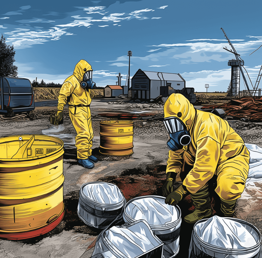 Image of hazardous waste being disposed of in a designated landfill site